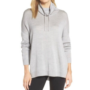 Icebreaker Nova Pullover Sweater Grey Small Merino Wool Cowl neck Lightweight
